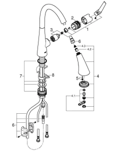 Смеситель для кухни GROHE Zedra с вытяжным душем 3jet, суперсталь (32294DC2)