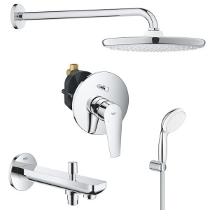 Готовый комплект для ванны GROHE скрытого монтажа, с ручным и верхним душем, хром (127256)