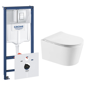 Комплект инсталляции GROHE Rapid SL 38775001 с унитазом Aquatek ОБЕРОН AQ1365T-00 и сиденьем с микролифтом (NW0267)