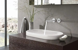 Внешняя часть смесителя для раковины GROHE Eurodisc Joy на 2 отверстия (излив 230 мм), белая луна (19969LS0)