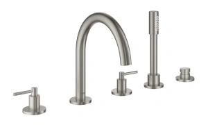 Смеситель для ванны GROHE Atrio двухвентильный, на 5 отверстий, на край ванны, суперсталь (19922DC3)
