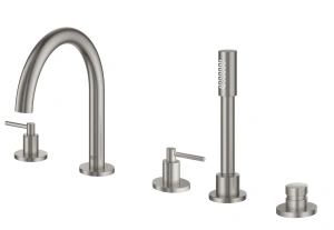 Смеситель для ванны GROHE Atrio двухвентильный, на 5 отверстий, на край ванны, суперсталь (19922DC3)