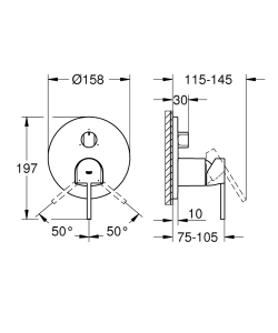 Внешняя часть смесителя для ванны GROHE Plus на 3 потребителя, хром (24093003)