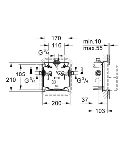 Встраиваемая часть автоматического термостата для душа GROHE Eurodisc SE (36014000)
