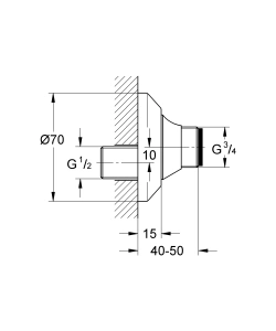 Эксцентрик s-образный 1/2" x 3/4" GROHE, регулируемый, 10 мм (12400000)