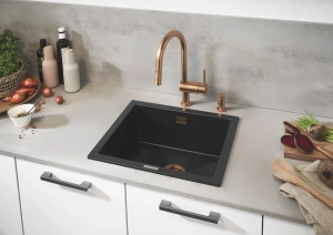 Смеситель для кухни GROHE Minta с вытяжным душем, C-образный излив, теплый закат матовый (32321DL2)