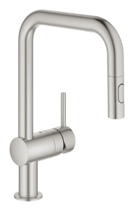 Смеситель для кухни GROHE Minta с вытяжным душем, U-образный излив, суперсталь (32322DC2)