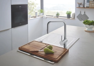 Смеситель для кухни GROHE Minta с вытяжным душем, U-образный излив, суперсталь (32322DC2)