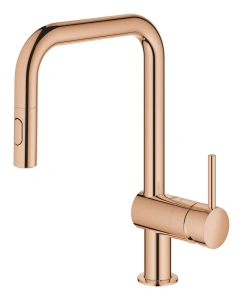 Смеситель для кухни GROHE Minta с вытяжным душем, U-образный излив, теплый закат глянец (32322DA2)