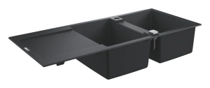 Мойка GROHE K500 с двумя чашами, 1160 x 500 мм, черный гранит (31647AP0)