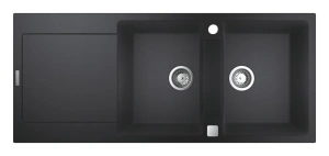 Мойка GROHE K500 с двумя чашами, 1160 x 500 мм, черный гранит (31647AP0)
