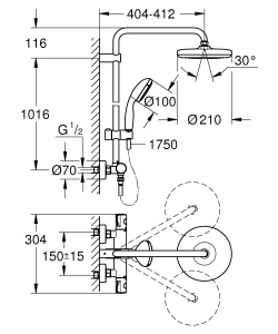 Душевая система GROHE Bau System 210 с термостатом для душа, хром (26699000)