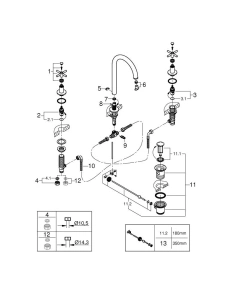 Смеситель для раковины GROHE Atrio двухвентильный на 3 отверстия, хром (20008003)