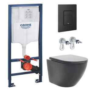 Комплект инсталляции GROHE Solido 38811KF0 с унитазом AQUAme AQM2002MB и сиденьем с микролифтом (NW0296)