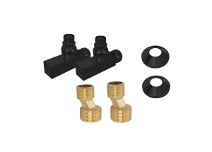 Комплект фитингов для подключения полотенцесушителя Aquatek, черный муар AQ 2020BL