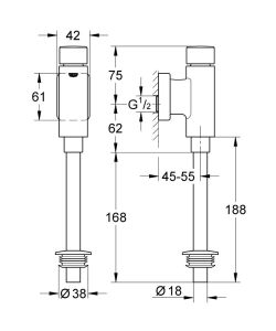 Смывное устройство для писсуара GROHE Rondo (37339000)