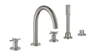 Смеситель для ванны GROHE Atrio двухвентильный, на 5 отверстий, на край ванны, суперсталь (19923DC3)