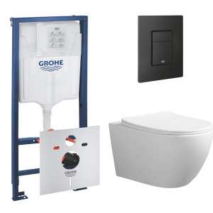 Комплект инсталляции GROHE Solido 3 в 1 с унитазом Aquatek СОФИЯ AQ1801T-00 и звукоизоляционным комплектом (NW0765)