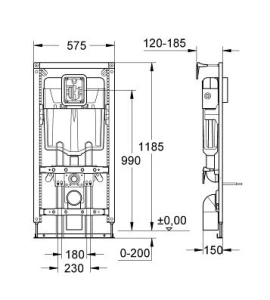 Система инсталляции GROHE Rapid S для подвесного унитаза  (38329000)