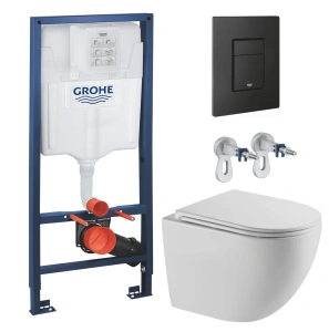 Комплект инсталляции GROHE Solido 38811KF0 с унитазом AQUAme AQM2002L и сиденьем с микролифтом, смыв Quiet (NW0295)