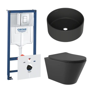 Комплект инсталляции GROHE Rapid SL 38775001 с унитазом Aqueduto CONE CON0140 и раковиной Aqueduto ESPIRAL D400 ESP0140 (NW0430)