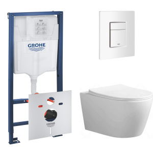 Комплект инсталляции GROHE Rapoid SL 3 в 1 с унитазом Aquatek АУРА AQ1805T-00 и звукоизоляционным комплектом (NW0771)