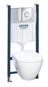Комплект инсталляции GROHE Solido Compact, набор 4 в 1 с подвесным унитазом Lecico Serel и сиденьем (38950000)