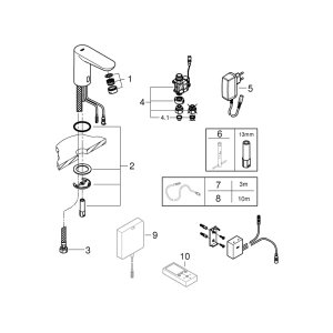 Кран для раковины GROHE Eurosmart Cosmopolitan E Bluetooth инфракрасный, без функции смешивания, хром (36409000)