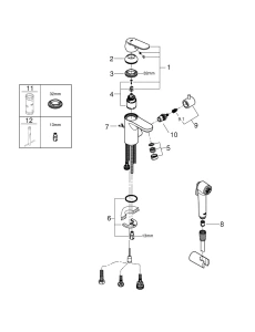 Смеситель для раковины GROHE Eurosmart Cosmopolitan с гигиеническим душем, S-size, хром (23950000)