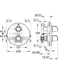 Внешняя часть термостата для душа GROHE Grohtherm 3000, хром (19255000)