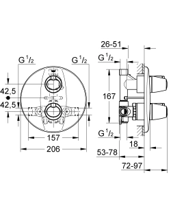 Внешняя часть термостата для душа GROHE Grohtherm 3000, хром (19255000)