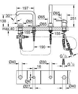Смеситель для ванны GROHE Essence на 4 отверстия, хром (25251001)