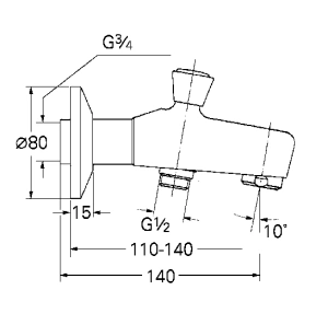 Излив для ванны GROHE с переключателем ванна/душ, хром (13435000)
