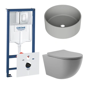 Комплект инсталляции GROHE Rapid SL 38775001 с унитазом Aqueduto OVO OVO0130 и раковиной Aqueduto ESPIRAL D400 ESP0130 (NW0398)