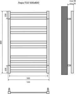 Полотенцесушитель водяной Aquatek Лира П10 500x800, черный муар AQ KP1080BL