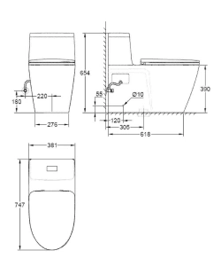 Унитаз-моноблок Grohe Projectline, сиденье с микролифтом, альпин белый (39315000)