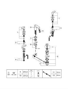 Смеситель для раковины GROHE Eurosmart Cosmopolitan на 3 отверстия, S-size, хром (20187000)