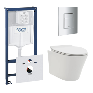 Комплект инсталляции GROHE 38775001 с унитазом AQUAme AQM2001 и сиденьем с микролифтом (NW0166)