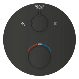 Внешняя часть термостата для душа GROHE Grohtherm на 2 потребителя, круглая, матовый черный (1022082430)