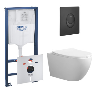 Комплект инсталляции GROHE Rapoid SL 3 в 1 с унитазом Aquatek СОФИЯ AQ1801T-00 и звукоизоляционным комплектом (NW0773)