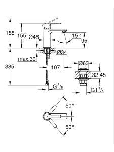 Смеситель для раковины GROHE Lineare, XS-size, матовый черный (237912431)