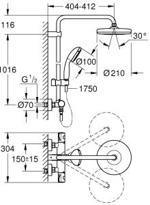 Душевая система GROHE Tempesta System 210 с термостатом для душа, хром (26811000)