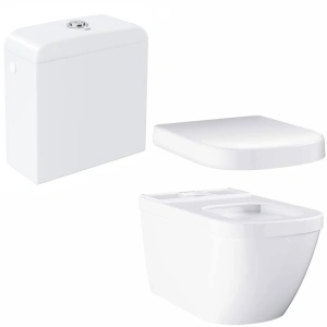 Унитаз напольный безободковый GROHE Euro Ceramic с бачком и сиденьем без микролифта, альпин-белый (NW0050-1)