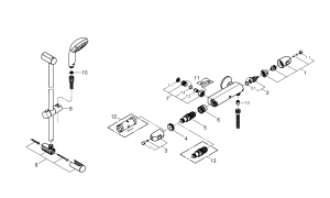 Термостат для душа GROHE Grohtherm 1000 с душевым гарнитуром, хром (34819004)