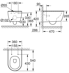 Унитаз подвесной GROHE Essence с сиденьем с микролифтом, альпин-белый (NW0123)