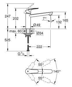 Смеситель для кухни GROHE Eurosmart, матовый чёрный (304632430)