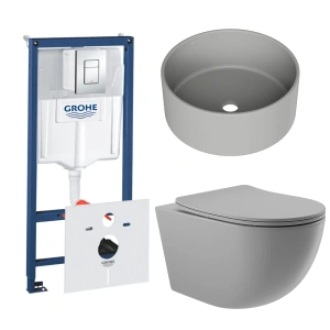 Комплект инсталляции GROHE Rapid SL 38775001 с унитазом Aqueduto OVO OVOT2130 и раковиной Aqueduto ESPIRAL D400 ESP0130 (NW0589)