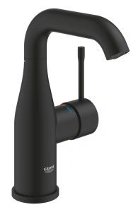 Смеситель для раковины GROHE Essence без донного клапана, M-size, фантомный черный (24176KF1)
