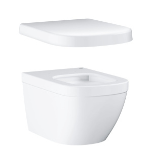 Унитаз подвесной GROHE Euro Ceramic с гигиеническим покрытием, с сиденьем без микролифта, альпин-белый (NW0025-1)