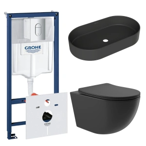 Комплект инсталляции GROHE Rapid SL NW0145/S с унитазом Aqueduto OVO OVO0140 и раковиной Aqueduto ESPIRAL ESP0240 (NW0465)